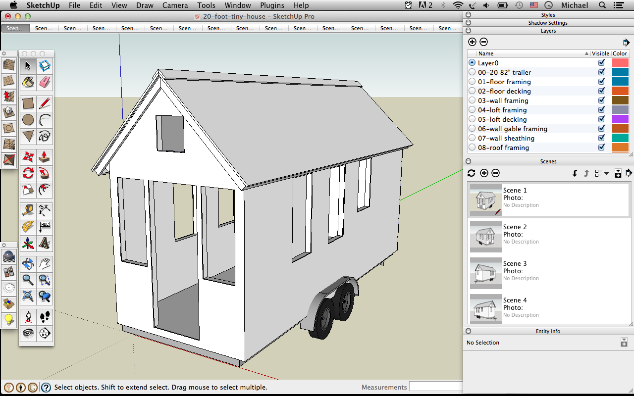 SkechUp 20 Foot Tiny House Shell Drawing