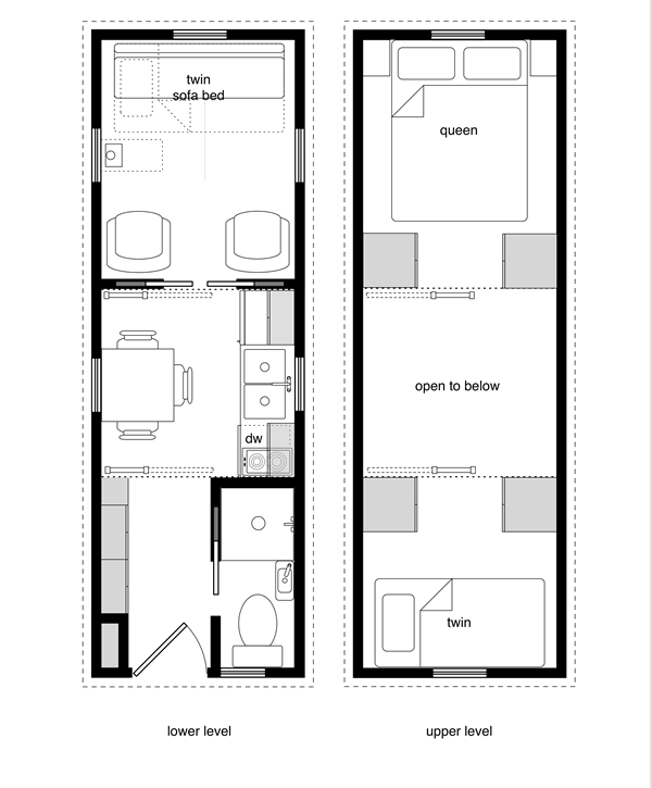 Tiny House Floor Plans with Lower Level Beds TinyHouseDesign