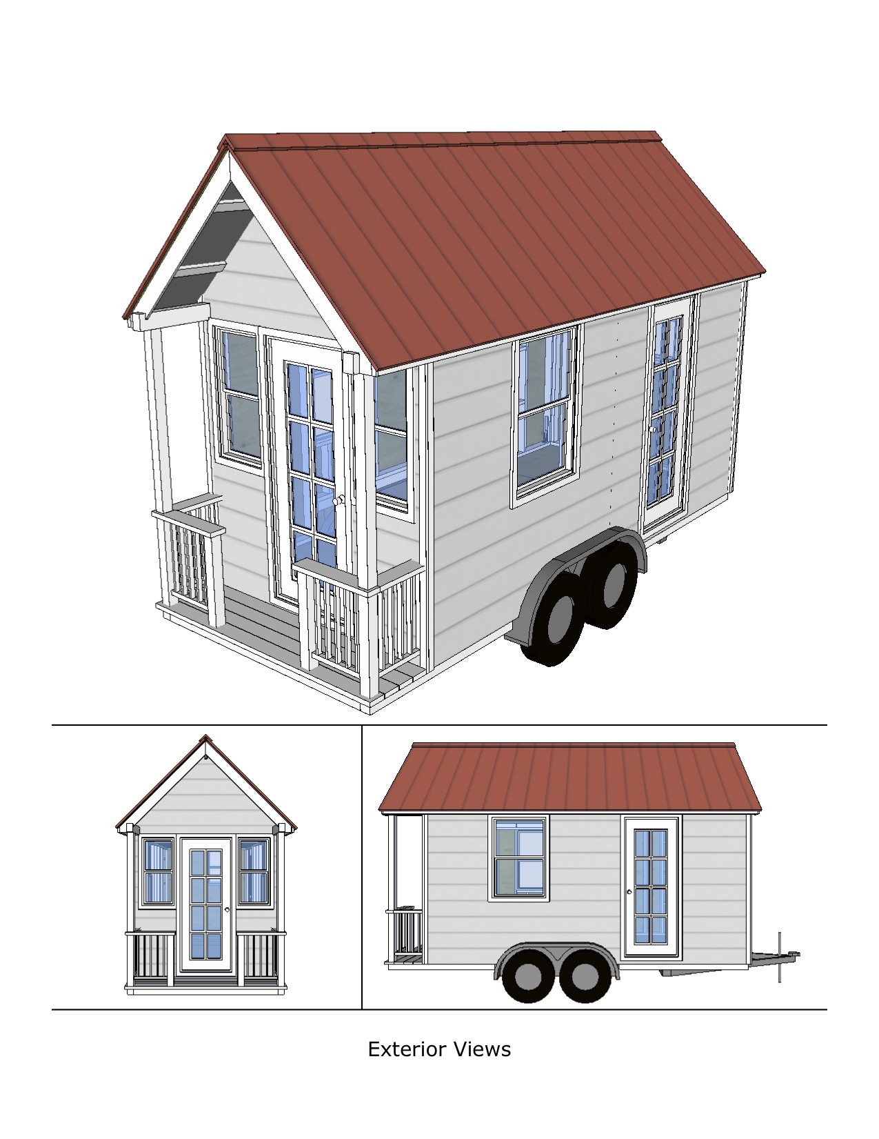 Calpella Cabin 8×16 v1 exterior Tiny House Design