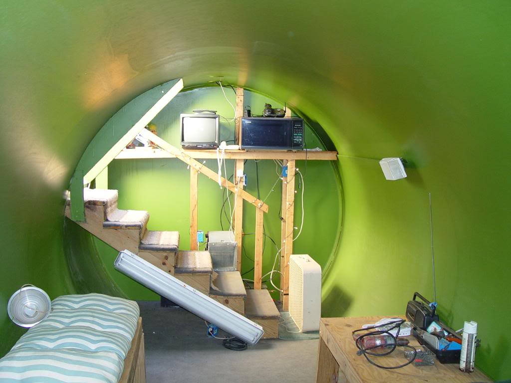 Storm Bunker made from fule tank - stairs