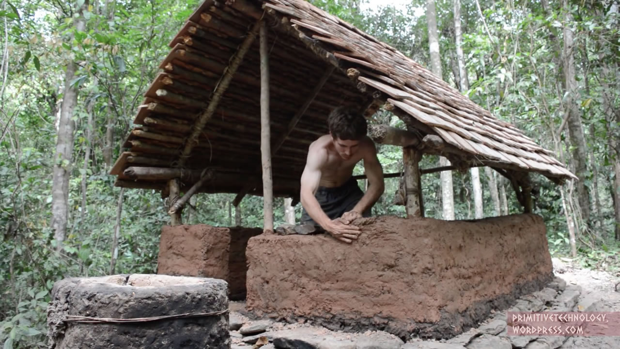 Building hut walls - via primitivetechnology.wordpress.com