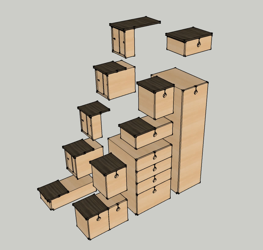 alternating step tansu exploded