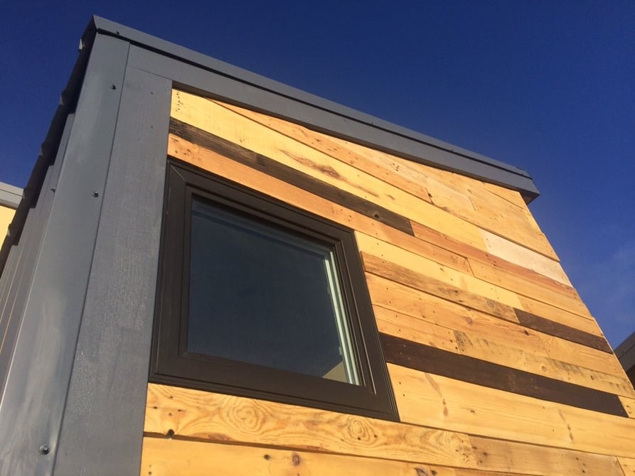 Students create solar-powered tiny house exterior detail