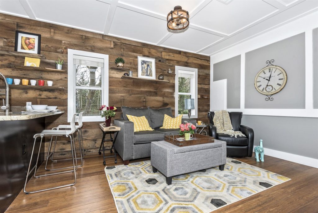 Dreamwood by Humble Houses - Living Room with Barnwood Wall