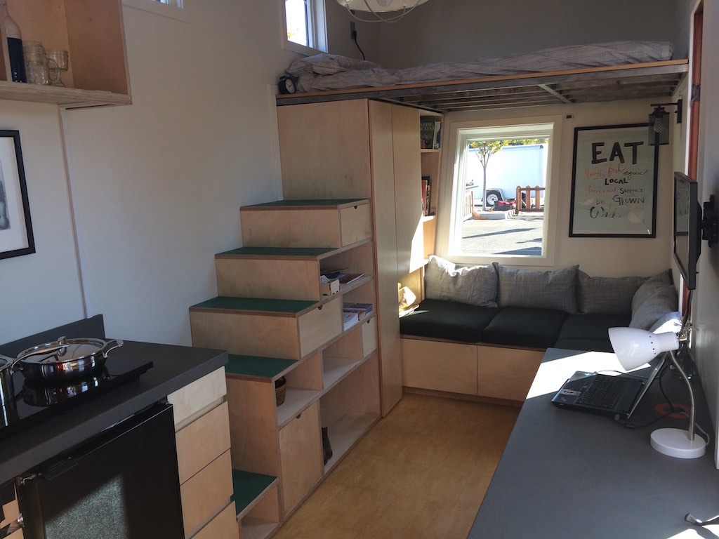 Stairs and Living Room - The Wedge - Net Zero Tiny House