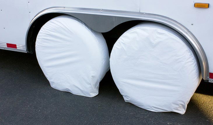 4 WHITE Tire Wheel Covers Car Trailer RV Camper NEW 